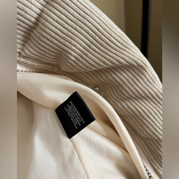 Cream Corduroy Puffer Jacket Drop Shoulder - Picture 9 of 15